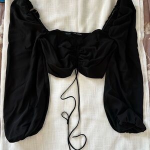 Windsor Black Long Sleeve Ruched Crop Top